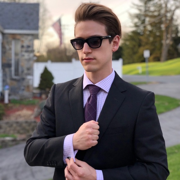 Pronto Uomo Other - Men’s Slim Fit Dress Shirt French Cuff Size 15 1/2 32/33 Lavender Plaid